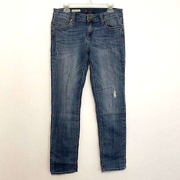 KUT FROM THE KLOTH KFTK Boyfriend Jeans Dark Wash ish ? Distressed Ripped Rip 6 - Picture 2 of 10